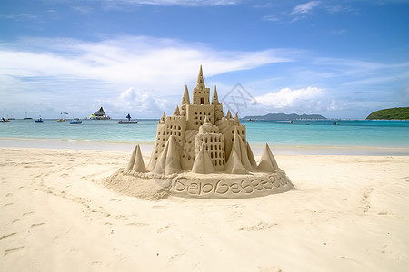 沙滩上的沙子城堡背景图片