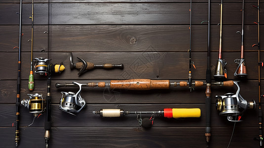 钓鱼竿和钓鱼工具图片
