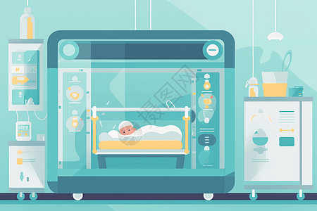 现代化婴儿护理机器插画