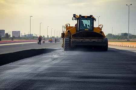 压路机铺路道路铺路高清图片