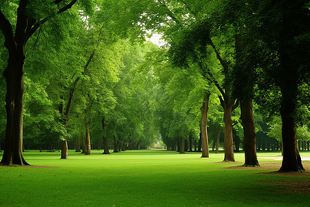 枝叶繁茂的的公园绿树图片