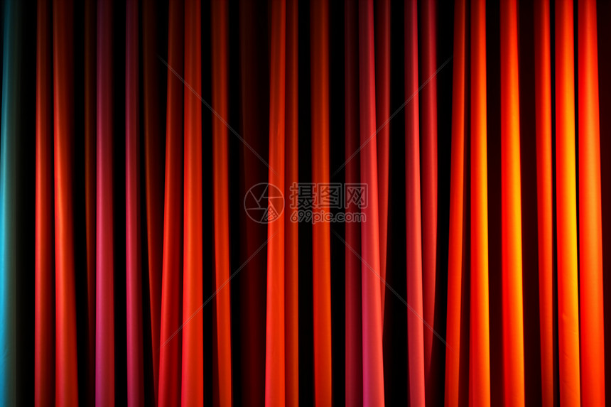 红色窗帘幕布图片