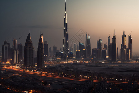 高层建筑和天线著名旅游城市迪拜天线城背景