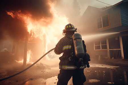 灭火的消防员背景图片