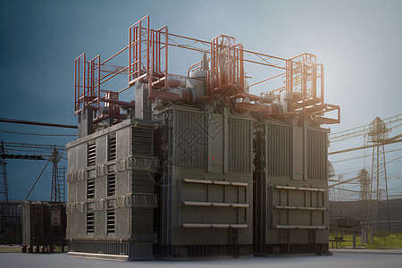 高压电站变压器3D概念图图片
