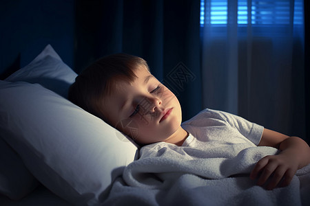 可爱的小男孩在家睡觉图片图片