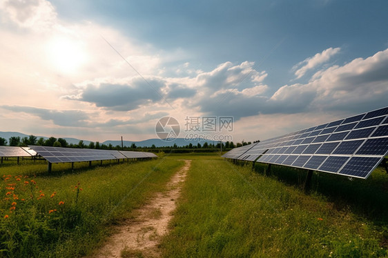 农场太阳能电池板发电图图片