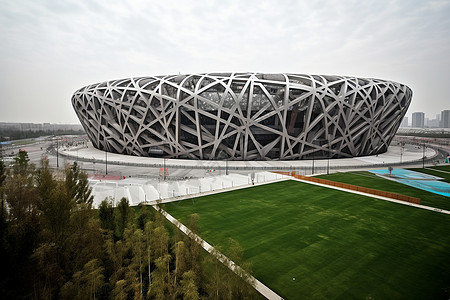 运动器材钢架结构体育馆建筑背景