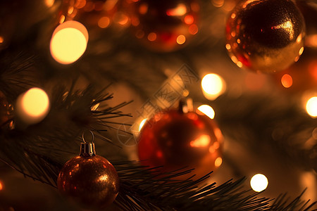 圣诞节banner圣诞树上的装饰球背景