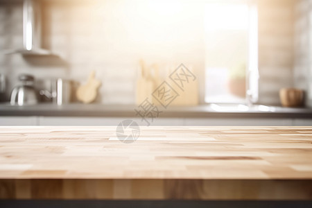 木制台面的厨房高清图片