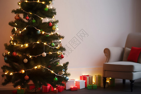 圣诞树花环灯图片