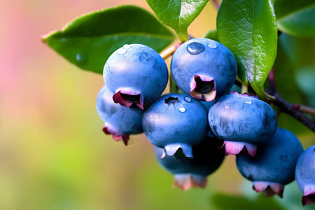 花园里的新鲜蓝莓背景图片