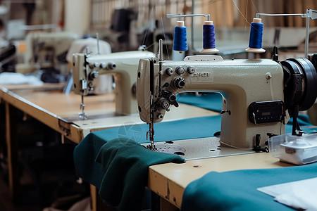 工厂内的现代缝纫机图片