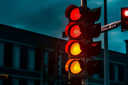城市十字路口的交通信号灯背景图片