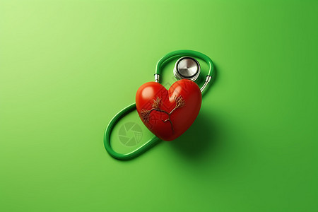 听诊器中的红心背景图片