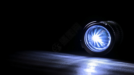黑暗中手电筒的蓝光特写图片背景图片