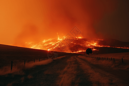 山顶的燃烧野火图片