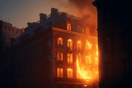 大火燃烧的大楼背景图片