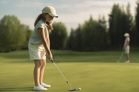 打高尔夫球的孩子高清图片