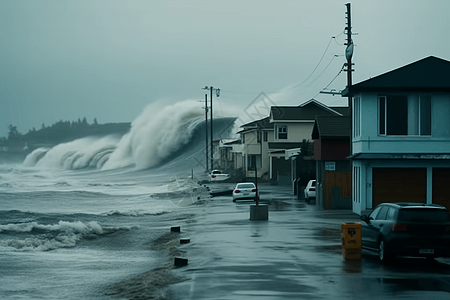 海浪海啸图片