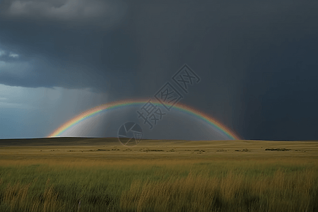 草原上的彩虹高清图片