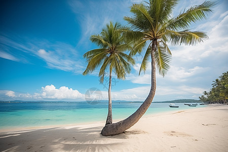 沙滩上的椰子树图图片