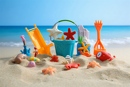 儿童海洋动物儿童沙滩塑料玩具图背景