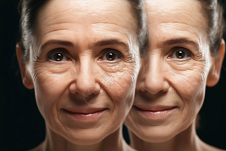 皮肤老化外国女子皮肤皱纹特写肖像概念图背景