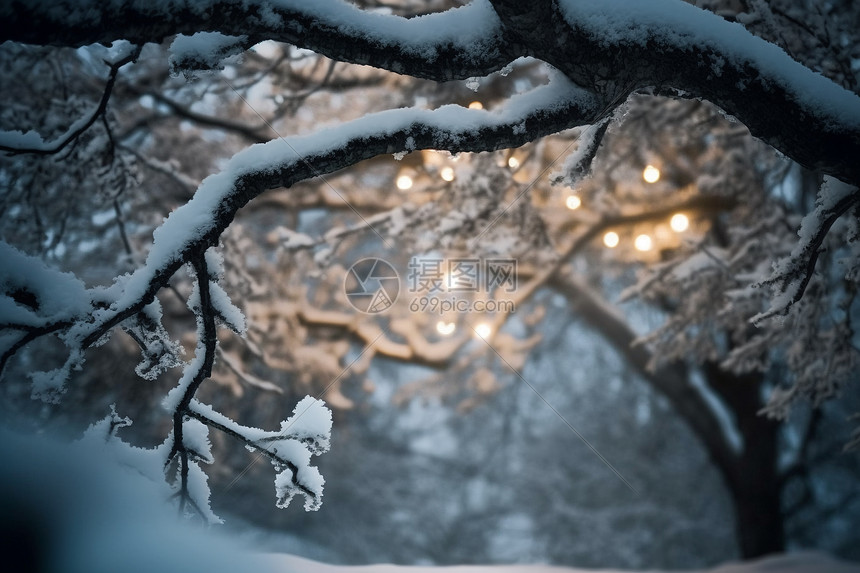 树枝上的积雪图片