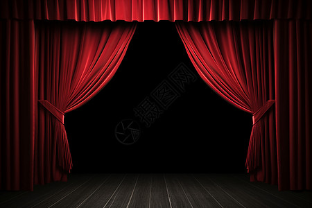 红丝绸舞台红幕开场设计图片