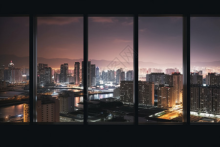窗外城市繁华夜景图片