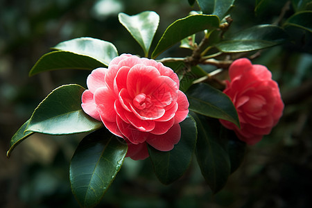 山茶花树山茶花开满树背景