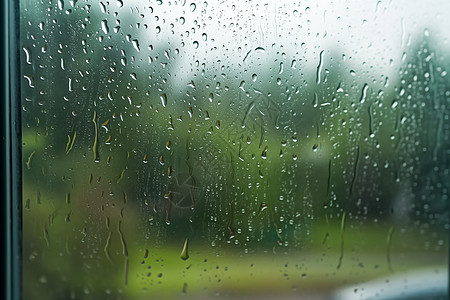 窗玻璃上的雨滴图片