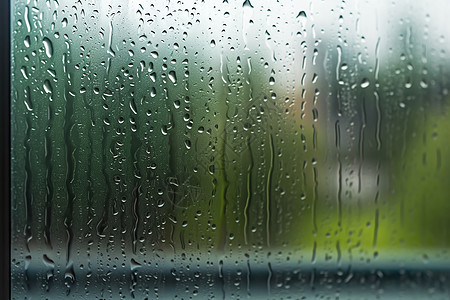 夏天窗玻璃上的雨滴图片