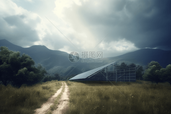 山脉中的太阳能电站图片