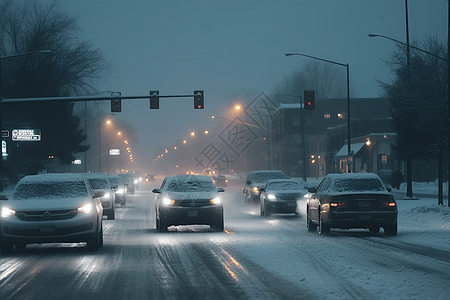 冰雪道路汽车行驶在冰雪中设计图片