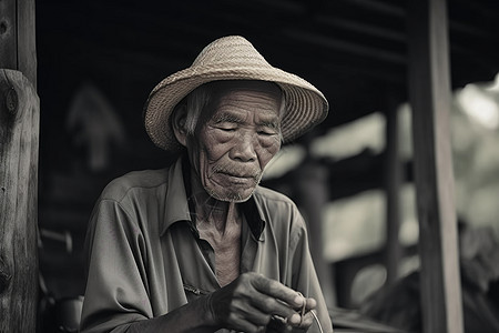 在农村生活的老人图片