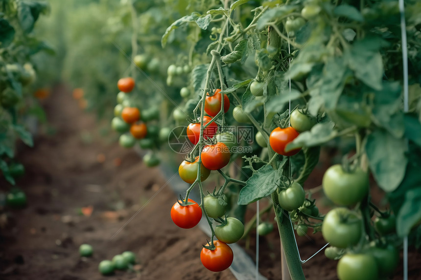 菜园里成熟的番茄图片