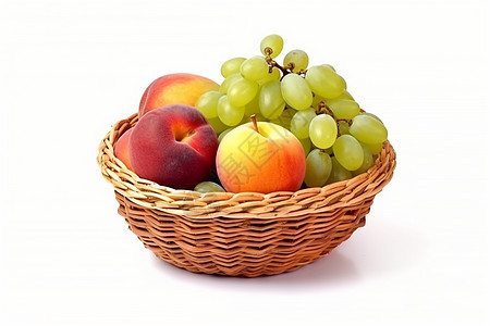 白色背景上的水果篮图片