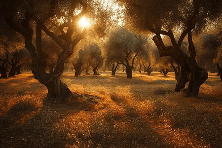浪漫的橄榄树林图片