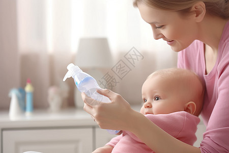 女人清洁婴儿奶瓶图片