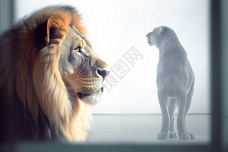 狮王和母狮子的双重曝光图图片