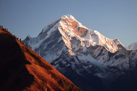 喜马拉雅山中段安纳普尔纳峰高清图片