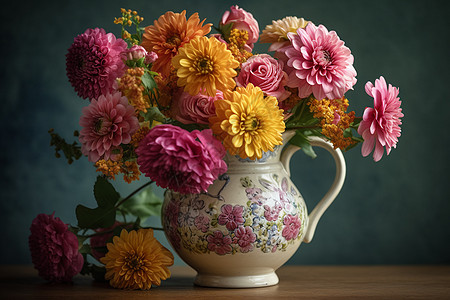 花瓶里鲜艳的杭菊图片