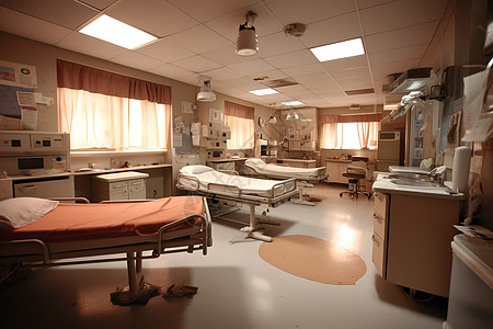 医院抢救病房内部场景背景图片