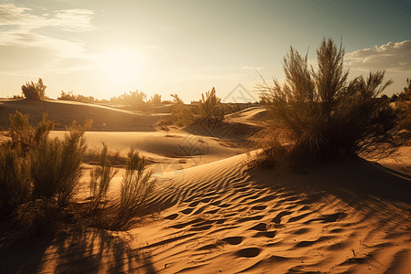干燥荒漠化的沙丘图片
