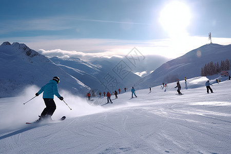 室外滑雪场滑雪运动图片
