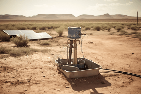 沙地的太阳能水泵背景图片