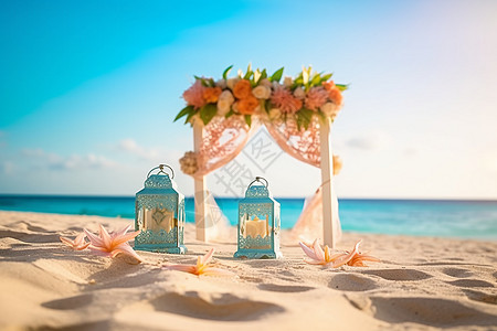 海边的浪漫婚礼布置图片