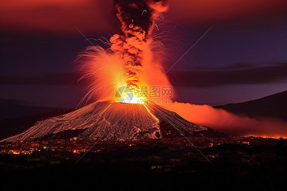 埃特纳火山爆发图片